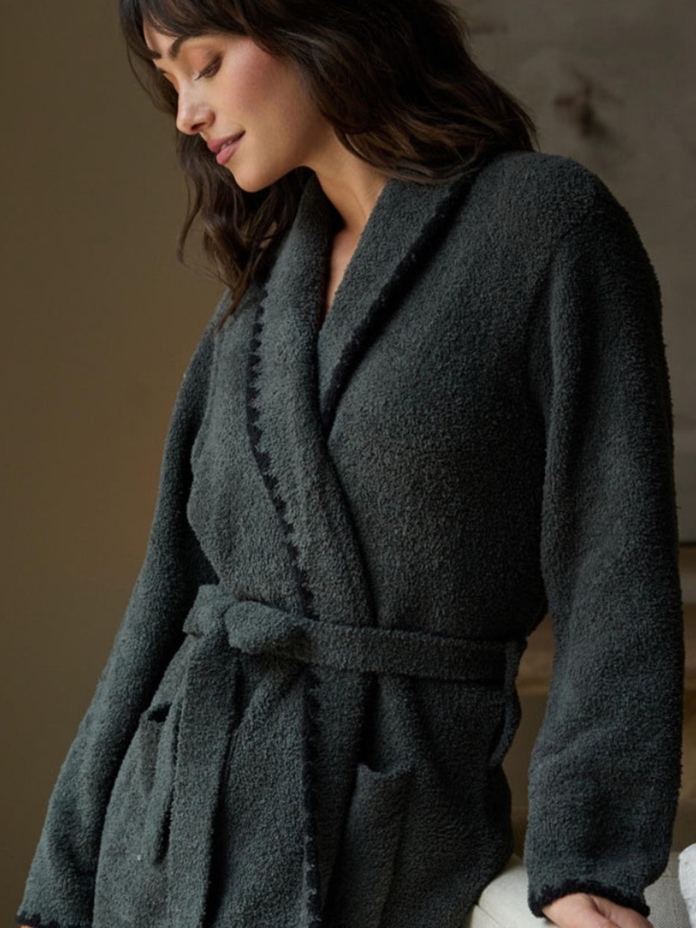 BAREFOOT DREAMS Cozychic Blanket Stitch Robe Size 3, NWT - Picture 2 of 12